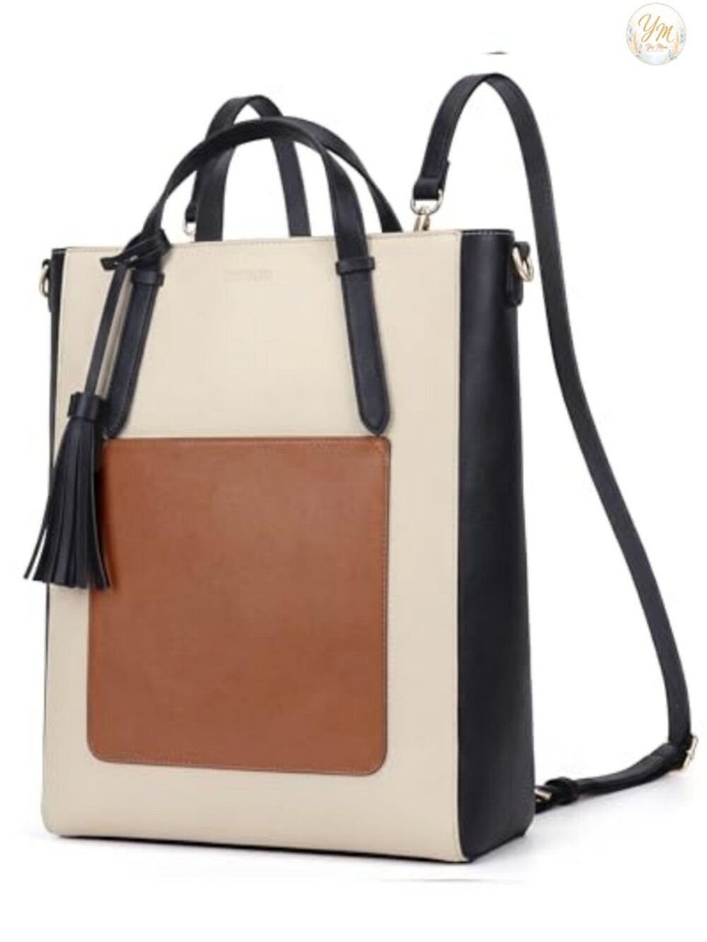 Vegan Leather Tote Bag Convertible Laptop Backpack Shoulder Bag